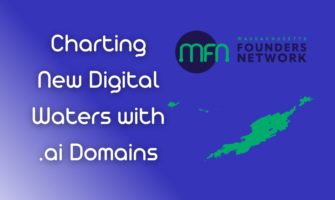 Graphic image titled "AI URL Domains" featuring a stylized illustration related to AI and domain names.